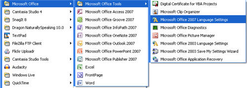How to find the language settings in MS Office