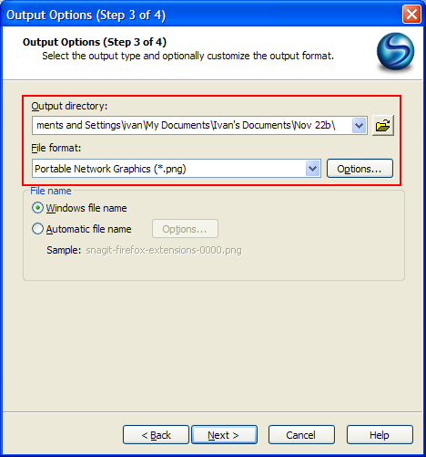 How to Batch Process Images with Snagit - 4 Select File Format