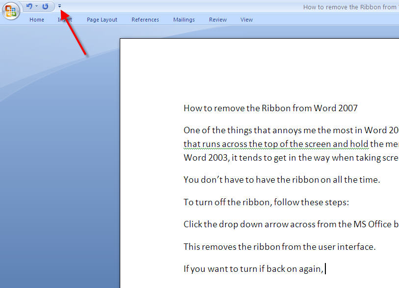 Microsoft Word 2007 without the Ribbon