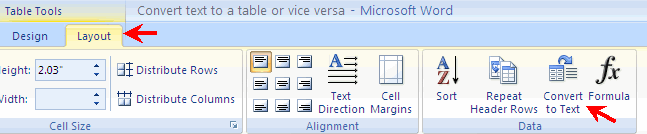 Convert table to text MS Word